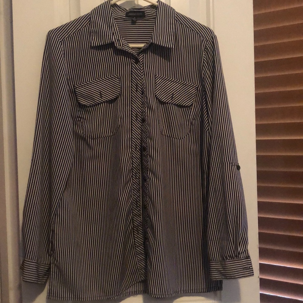 Black and white striped blouse